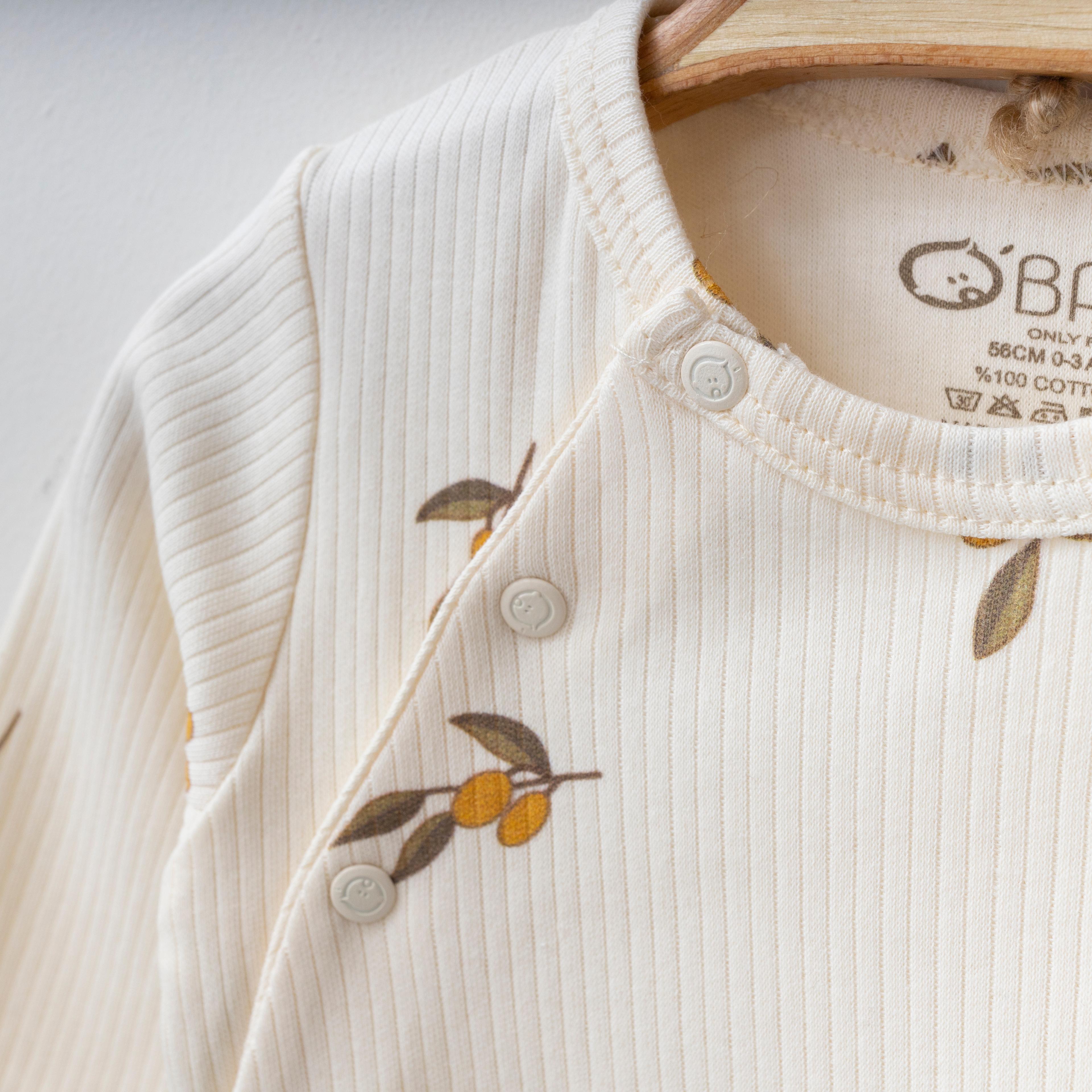 OBABY UNISEX 0/3-3/6 AY ZEYTİN BASKILI TULUM