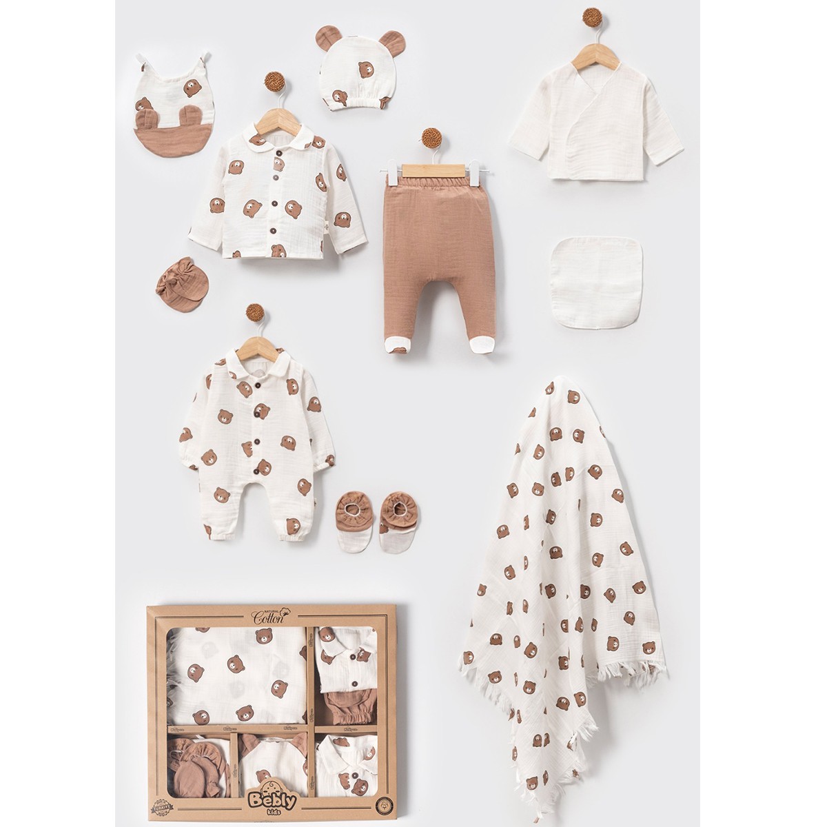 BEBLY KIDS ERKEK 0-3 AY AYICIKLI MÜSLİN 10LU SET