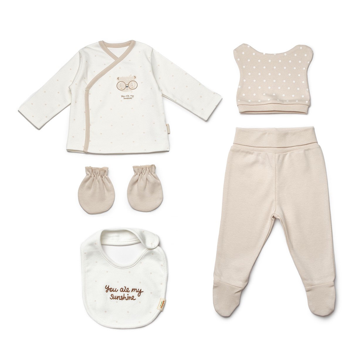 BABYCOSY ORGANİK UNISEX 0-3 AY TEDDY 5Lİ SET