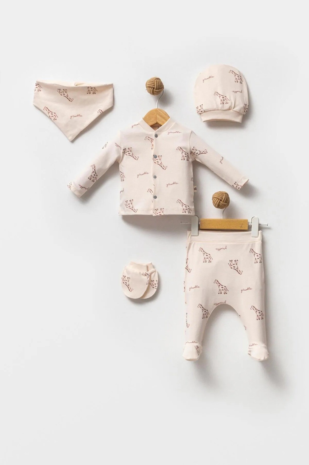 UNISEX TAVŞAN BASKILI  5Lİ YENİDOĞAN ZIBIN SET