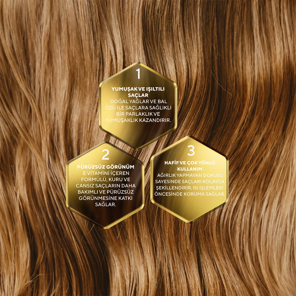 Güçlendirici ve Besleyici Etki Sağlayan Batana ve Castor Yağı İçeren Bal Özlü Saç Yağı 75 ml