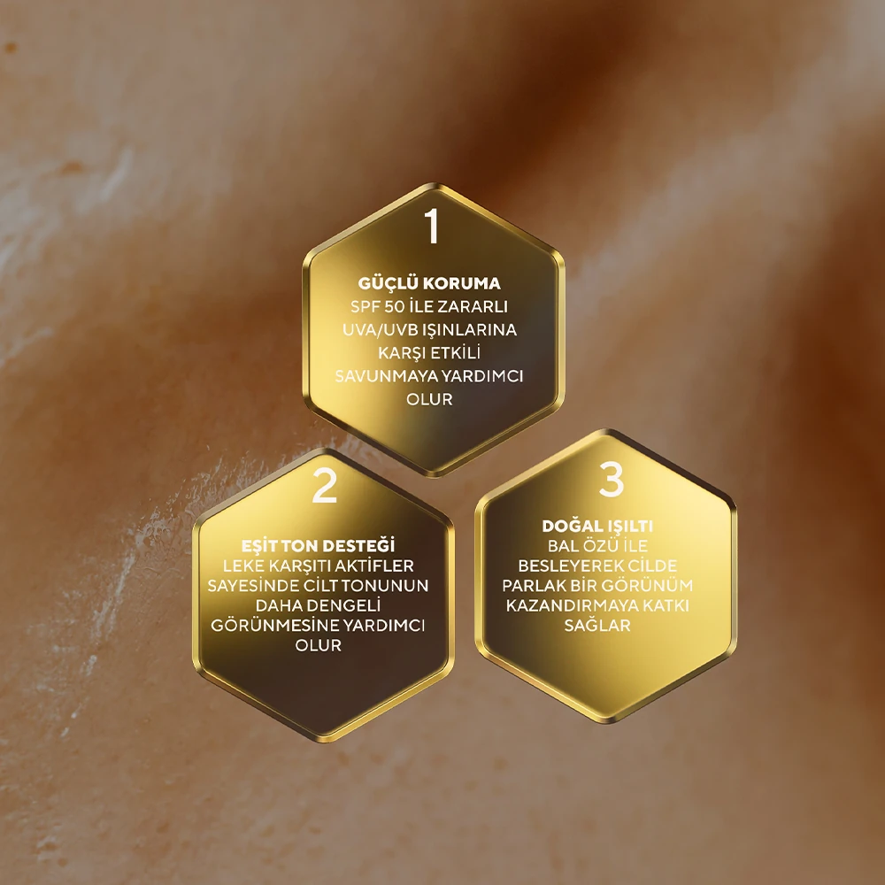 Leke Karşıtı ve Aydınlatıcı Bal ve Propolis Özlü Güneş Kremi 50 ml