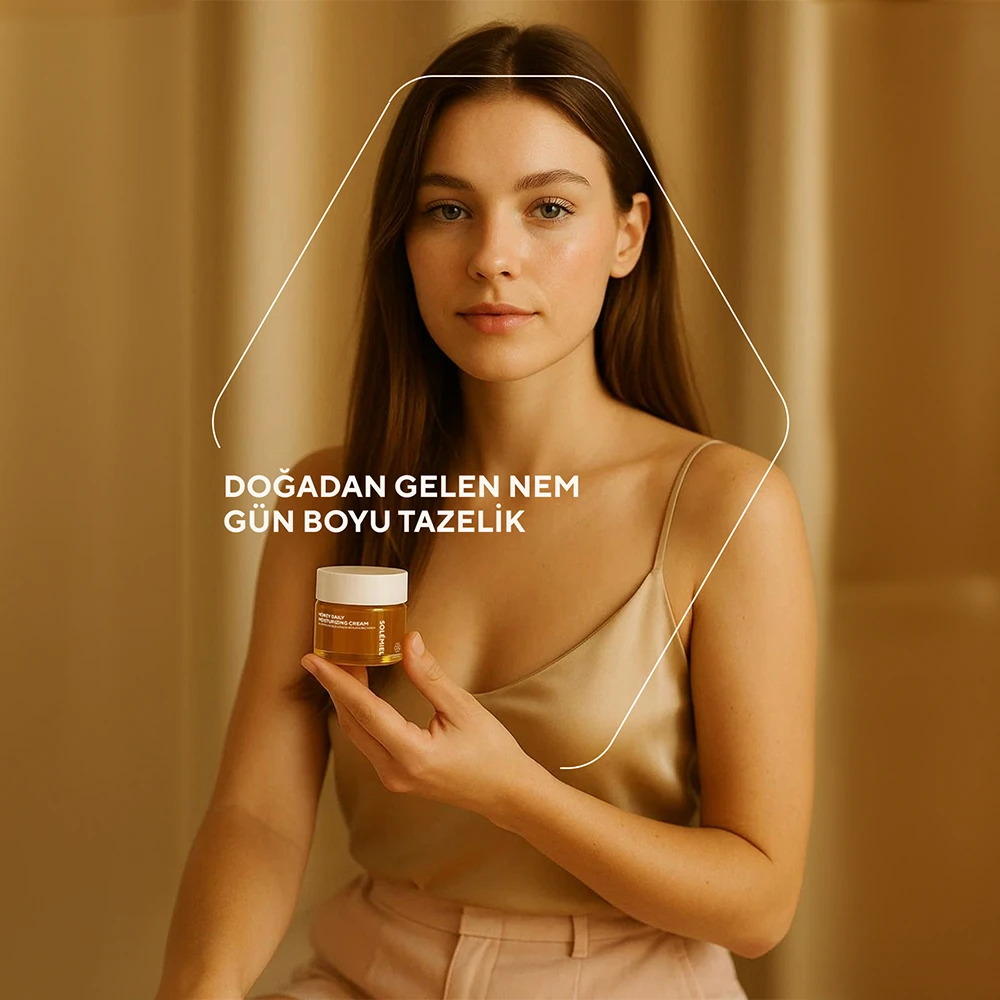 Yoğun Nemlendirme ve Aydınlatma Sağlayan Bal ve Propolis Özlü Su Bazlı Nemlendirici Yüz Kremi 50 ml