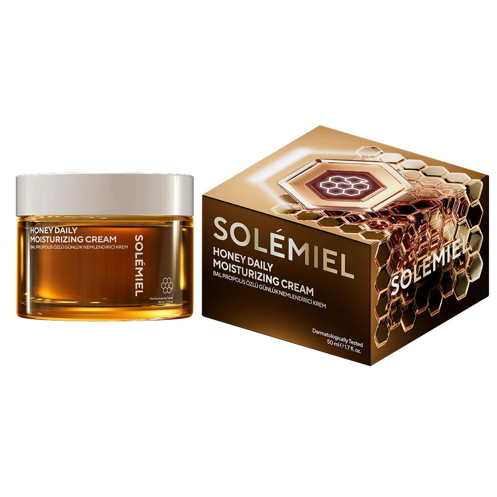 Yoğun Nemlendirme ve Aydınlatma Sağlayan Bal ve Propolis Özlü Su Bazlı Nemlendirici Yüz Kremi 50 ml