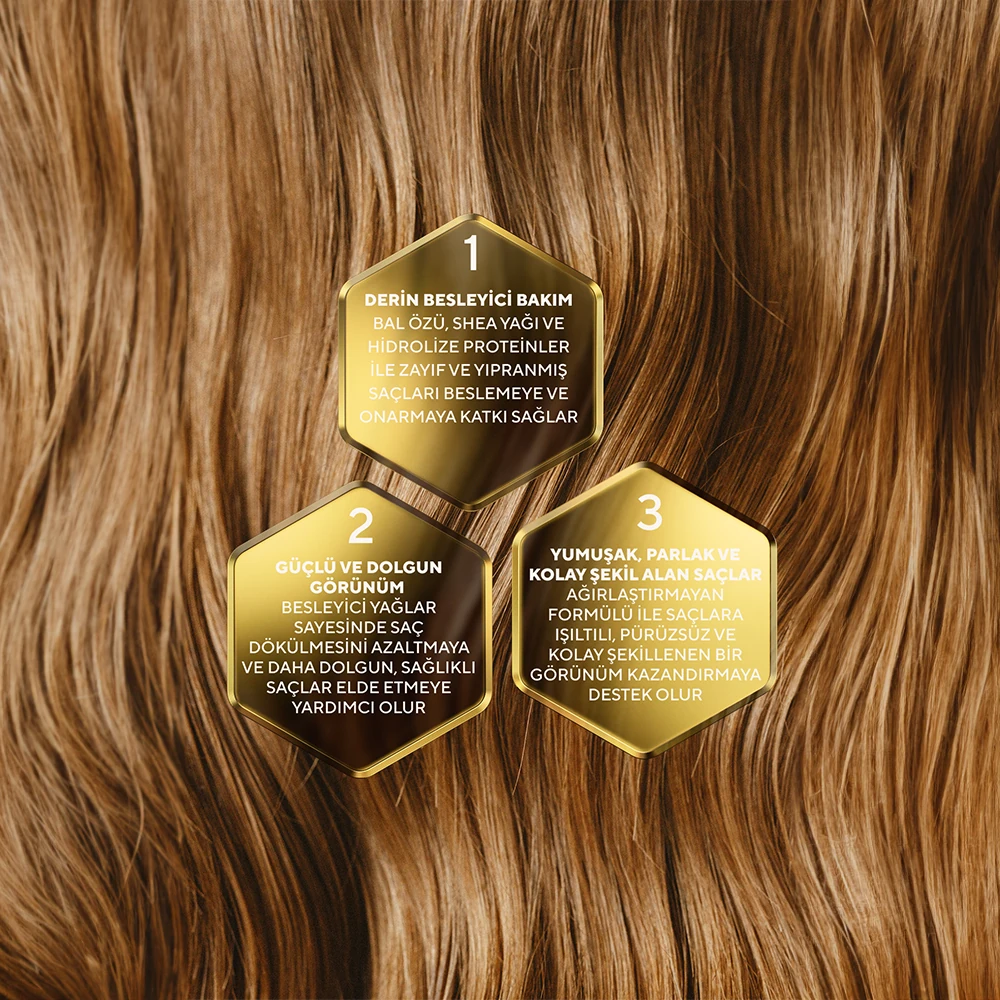 Besleyici ve Parlaklık Artırıcı Batana ve Castor Yağı İçeren Bal Özlü Saç Maskesi 250 ml