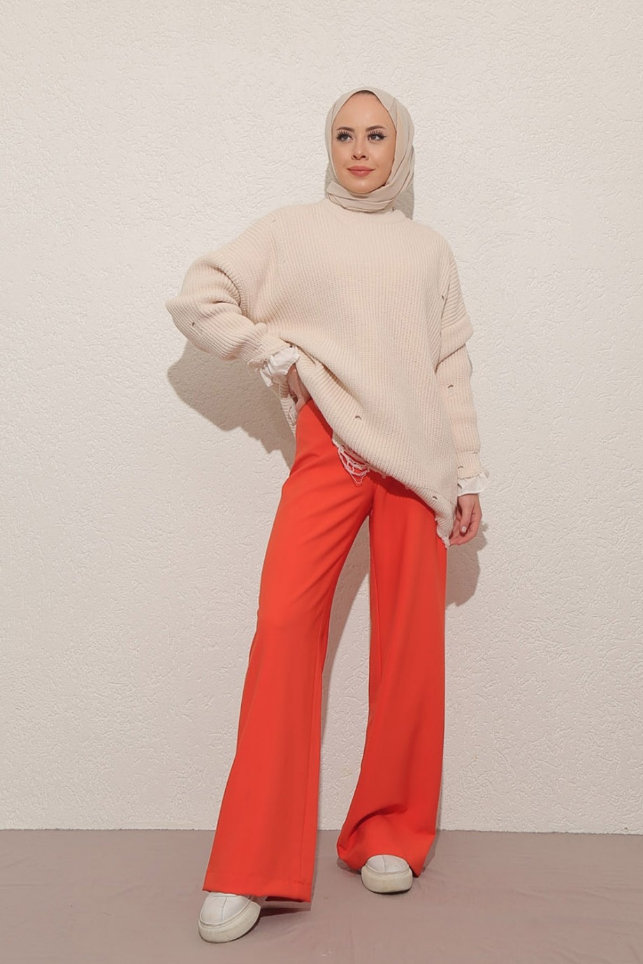 Soul Of Moor Kadın Oranje Rengi Geniş Paça Pantolon
