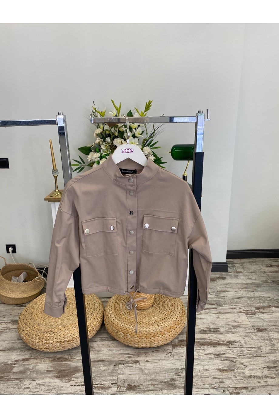 Kadın Ceremony Tasarım Çıtçıtlı Kısa Poplin Ceket