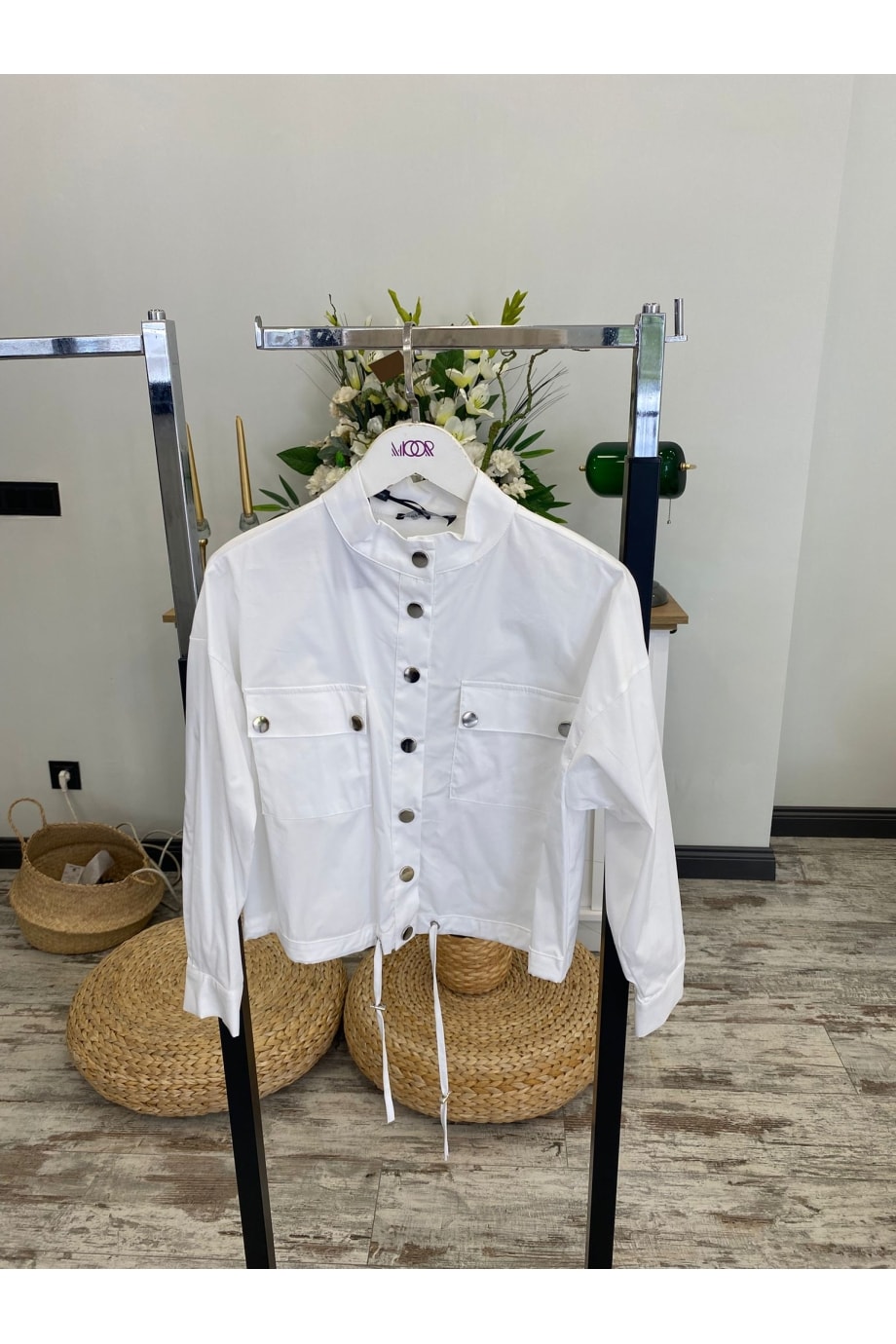 Kadın Ceremony Tasarım Çıtçıtlı Kısa Poplin Ceket