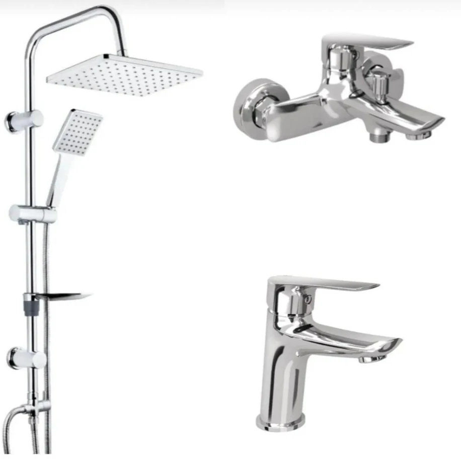 KALE Tandem Banyo+Lavabo Bataryası ve Tema 53242 Tepe Duş Seti