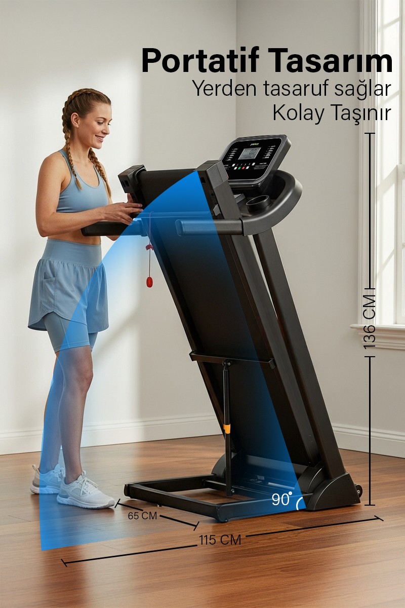 HERA KOŞU BANDI, EĞİMLİ, 10KM HIZ, KATLANABİLİR, 2HP MOTOR