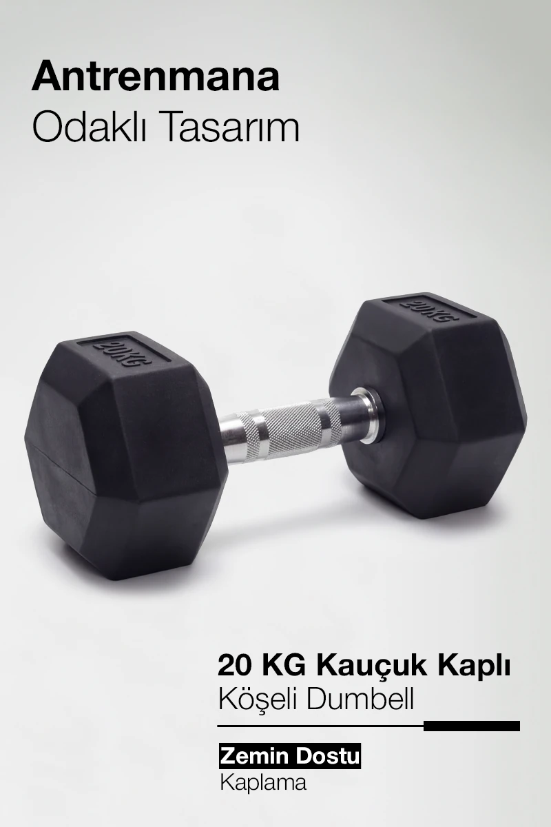 るーびー OLİMPİK KAUÇUK KAPLI KÖŞELİ DUMBELL 20 KGProforce