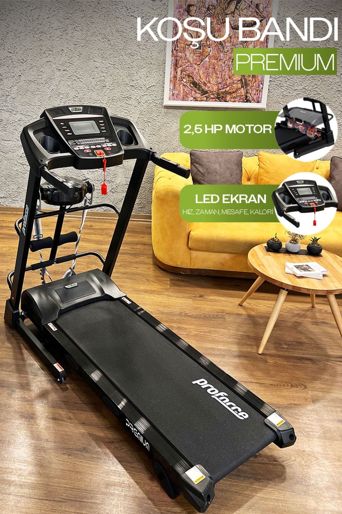 PREMIUM KOŞU BANDI 2,5 HP LED GÖSTERGE 0 - 14 km/s HIZ KOLAY KURULUM
