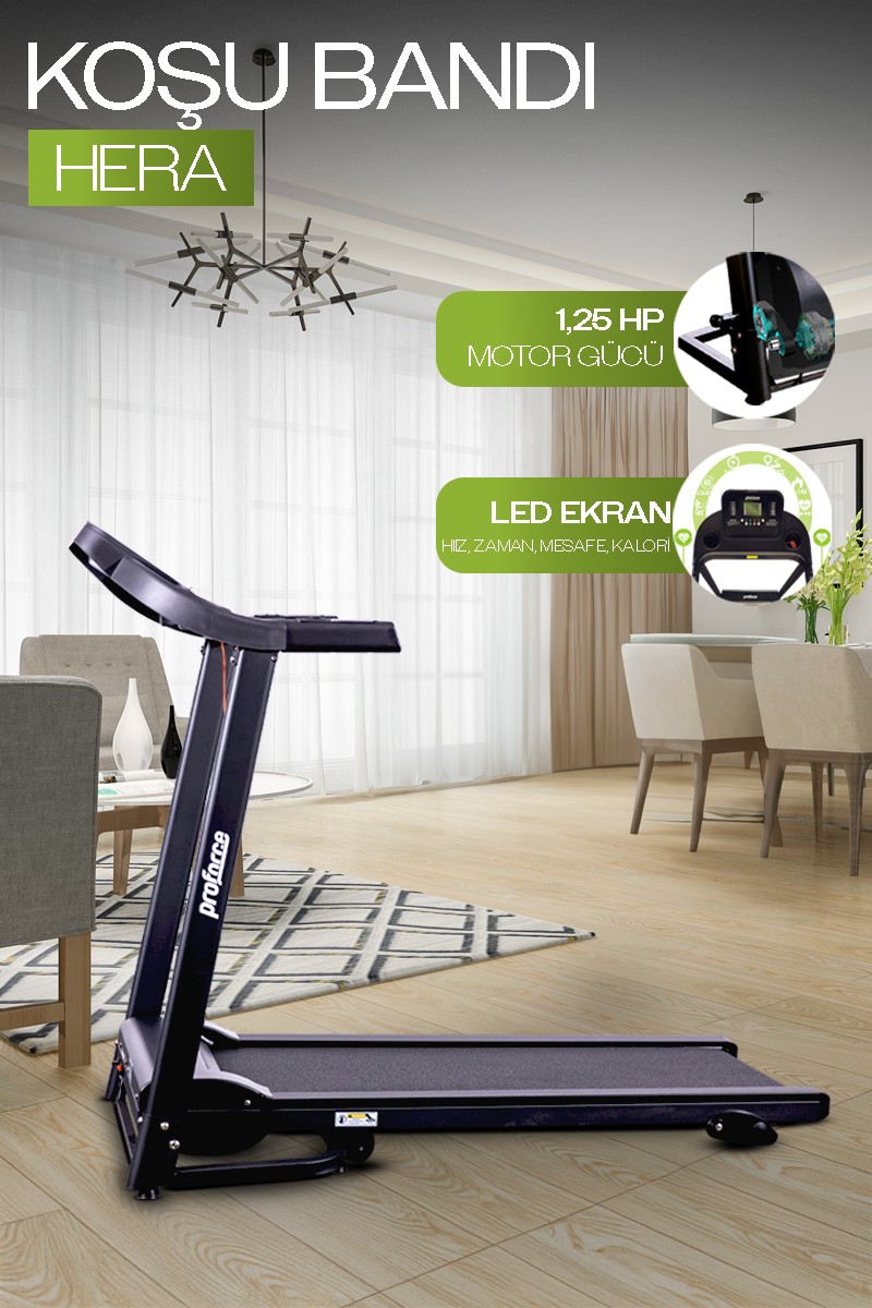 HERA KOŞU BANDI, EĞİMLİ, 10KM HIZ, KATLANABİLİR, 2HP MOTOR
