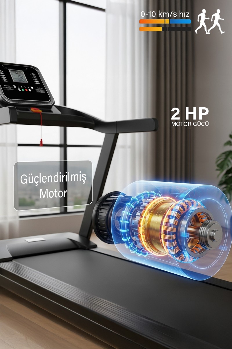 HERA KOŞU BANDI, EĞİMLİ, 10KM HIZ, KATLANABİLİR, 2HP MOTOR