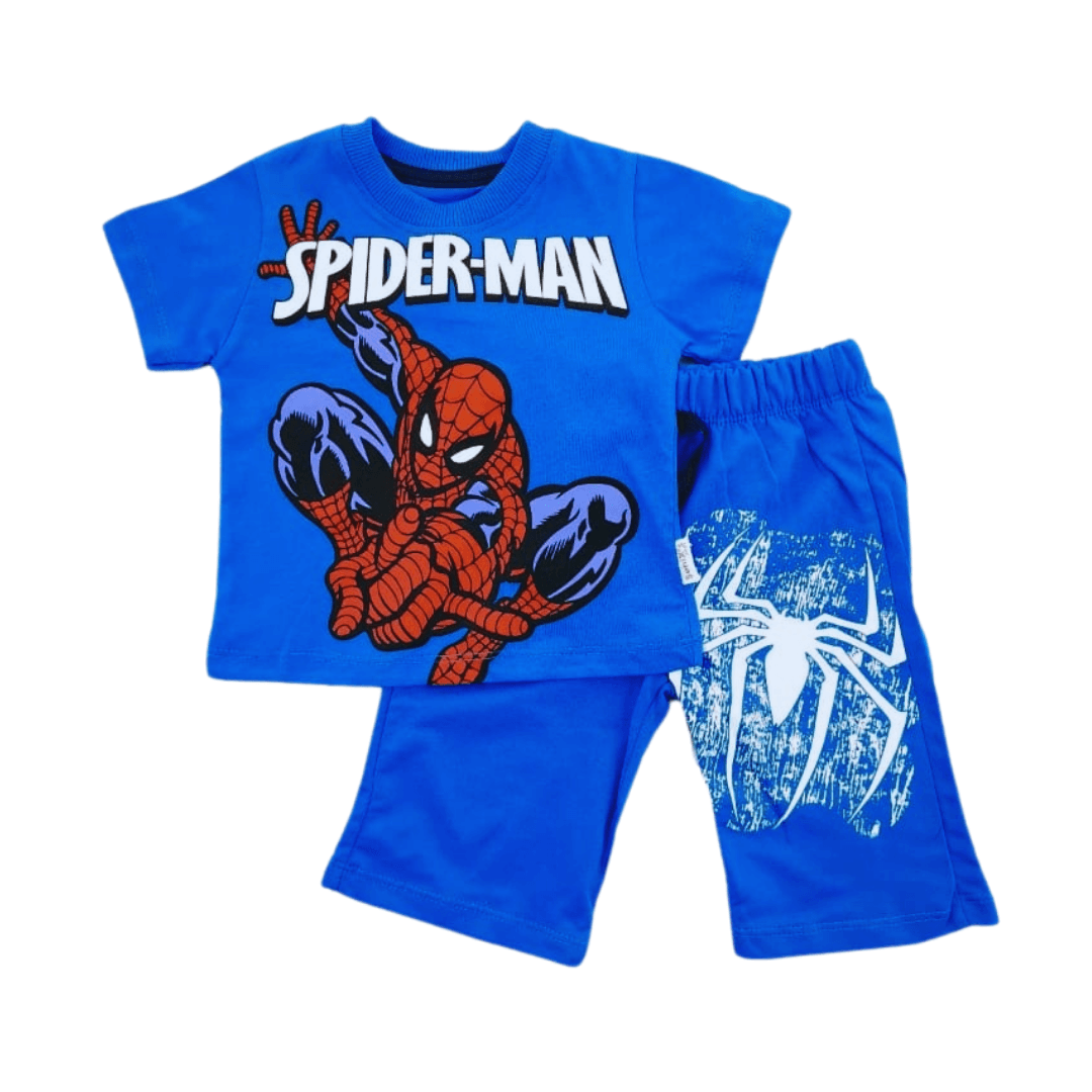 Spiderman Örümcek Adam Tişört Şort Takım 2-5 Yaş Mavi