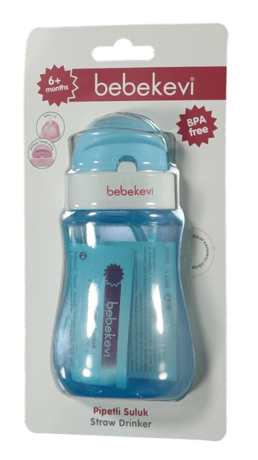 Pipetli Renkli Bardak 250ml Mavi