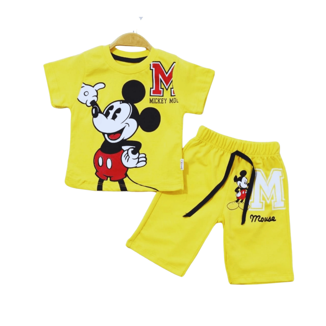 Mickey Mouse Tişört Şort Takım 2-5 Yaş Sarı 