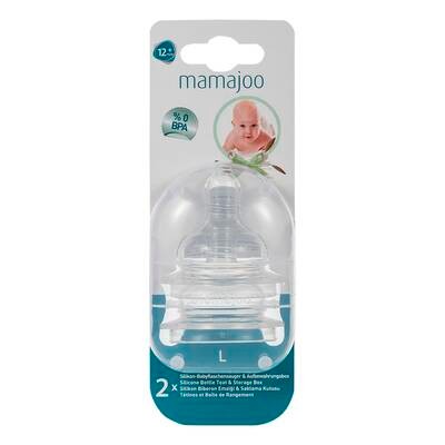 Mamajoo ilikon Biberon Emziği İkili L No.3 12 ay+%0 BPA 