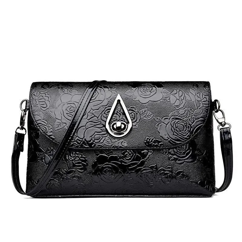 Elegant Rose Embossed Evening Clutch - Ladies Shoulder Crossbody Bag with Variants in Black & Wine Red