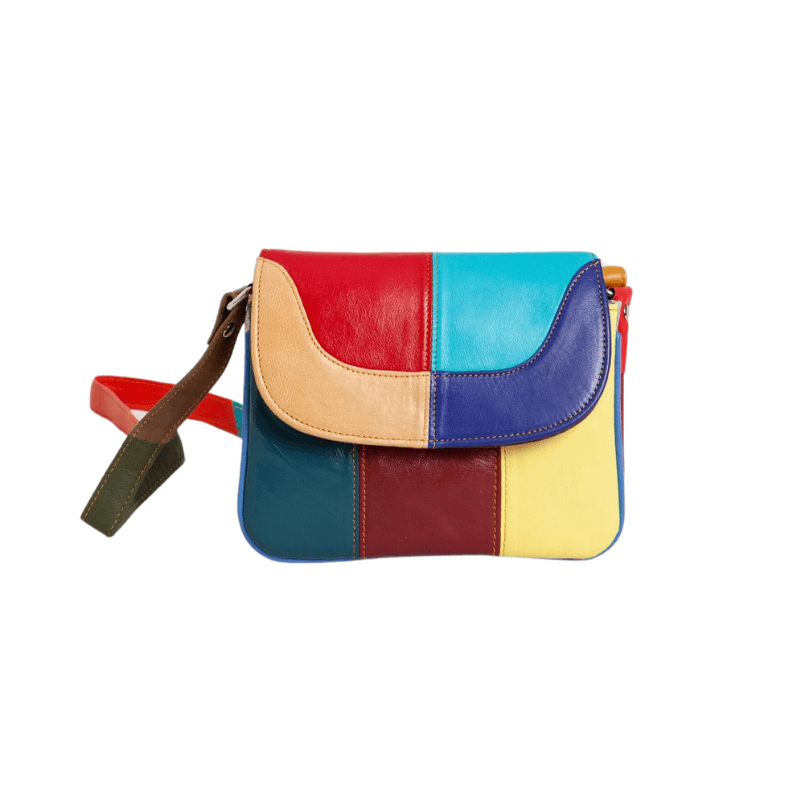 Antakya Mosaic Crossbody Bag – Handmade Genuine Leather in Turquoise/Red by HappyNear Exclusive