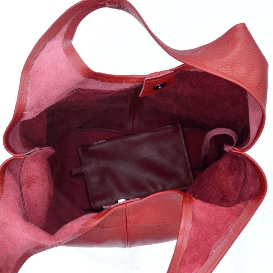 Didim Luxe Shoulder Bag – Crimson Red Leather Handbag by HappyNear Exclusive