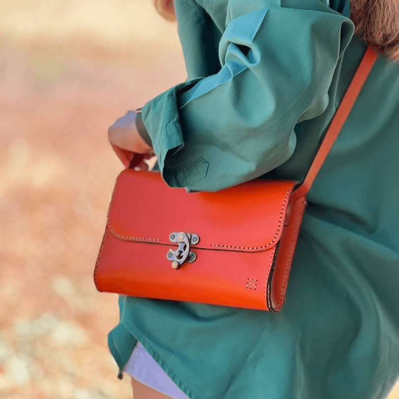 Kuşadası Heritage Crossbody – 100% Genuine Leather Handcrafted Shoulder Bag in Orange by HappyNear Exclusive