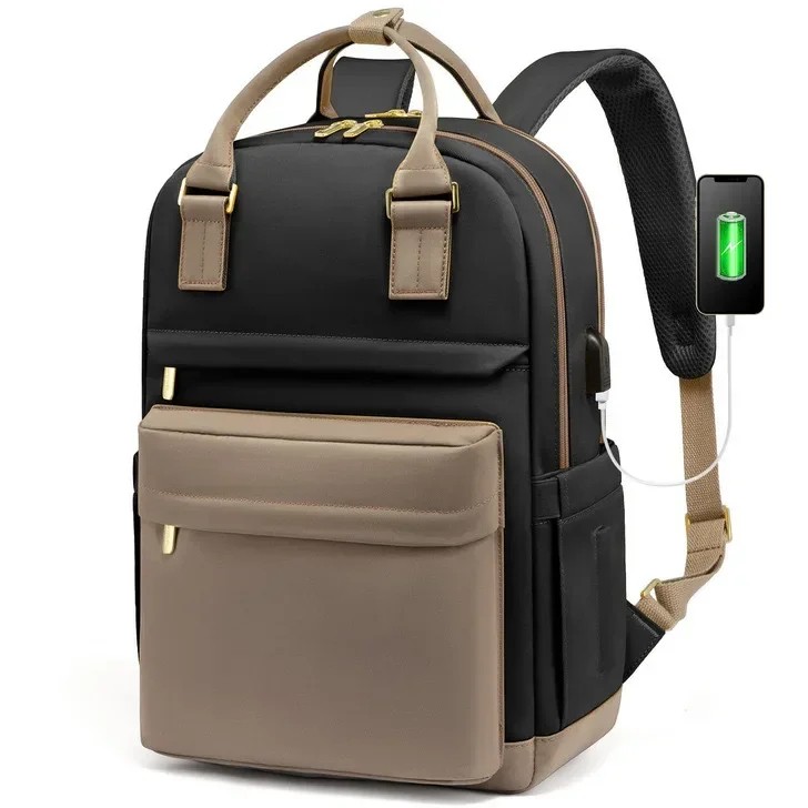 Waterproof USB Charging Backpack for Women - Stylish Travel, Work, and School Bag with Multi-Compartments & Laptop Sleeve