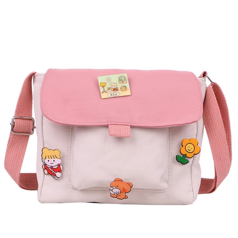 Trendy Kawaii Crossbody Bag - Canvas Flap Bag for Women, Korean Ulzzang Chic Handbag