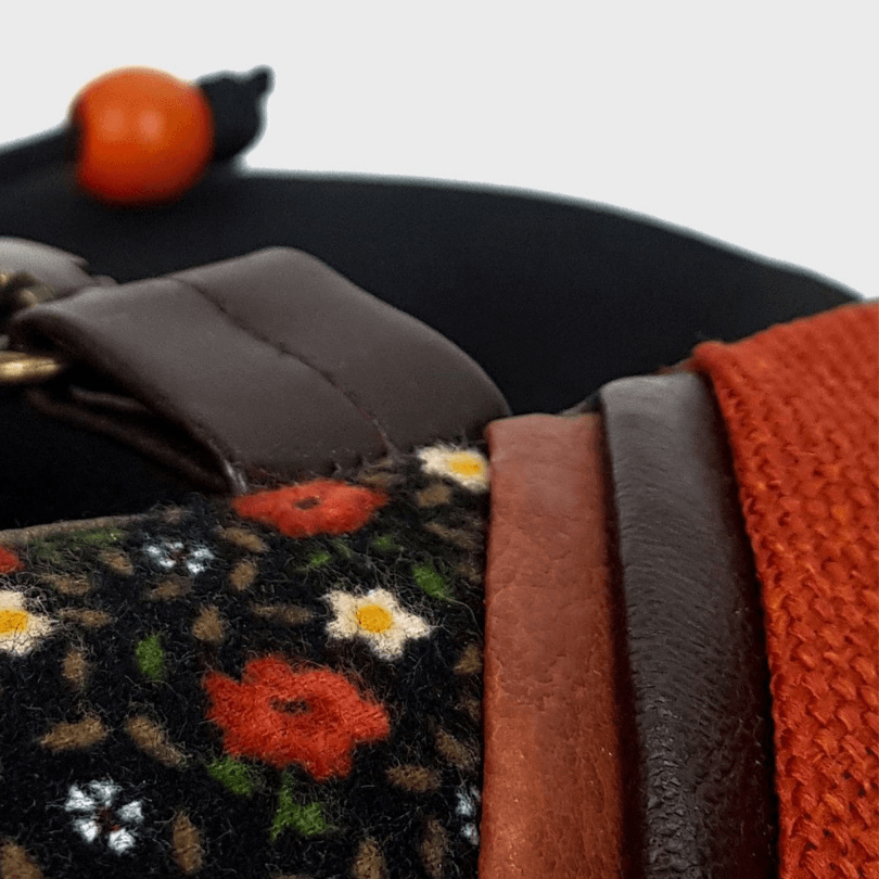 Manavgat Heritage Backpack – Handmade Black & Orange Designer Bag by HappyNear Exclusive