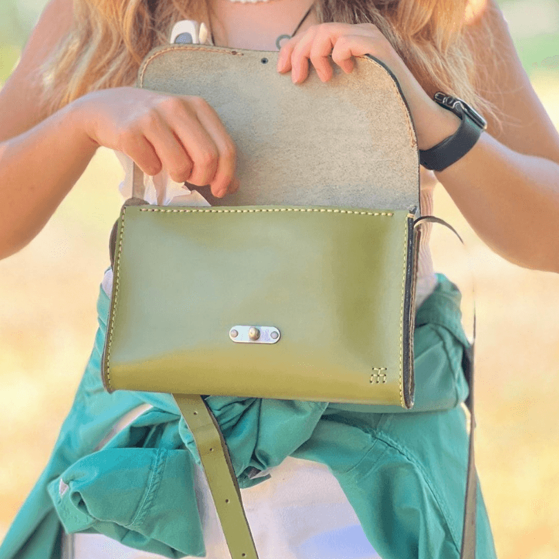 Kuşadası Heritage Crossbody – 100% Genuine Leather Handcrafted Shoulder Bag in Green by HappyNear Exclusive