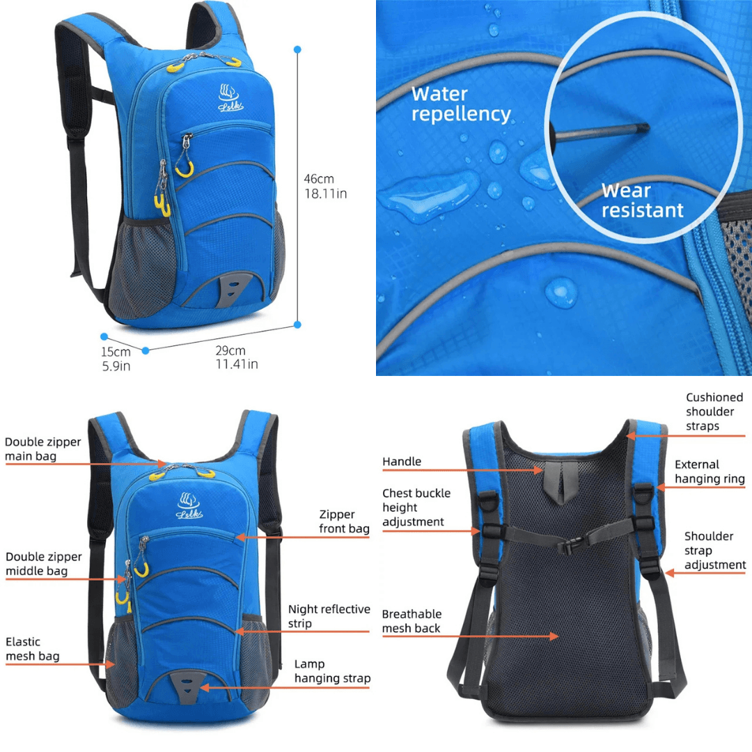 Outdoor Waterproof Sports Backpack - 20L Cycling, Hiking, Camping, Travel Backpack with Multiple Compartments