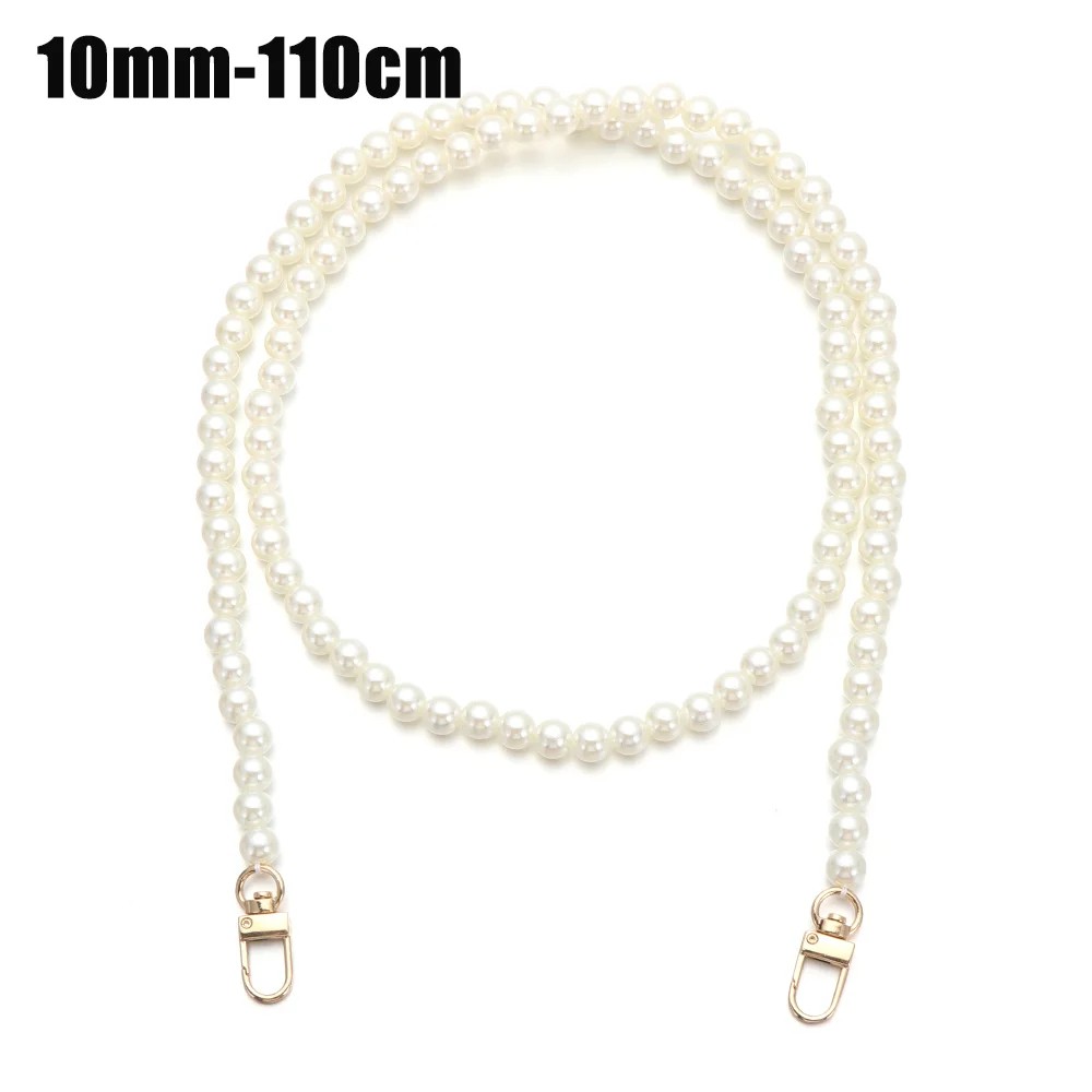 Elegant Pearl Bag Strap – 8/10mm Long Beaded Chain for Handbags & Shoulder Bags with Gold Clasps