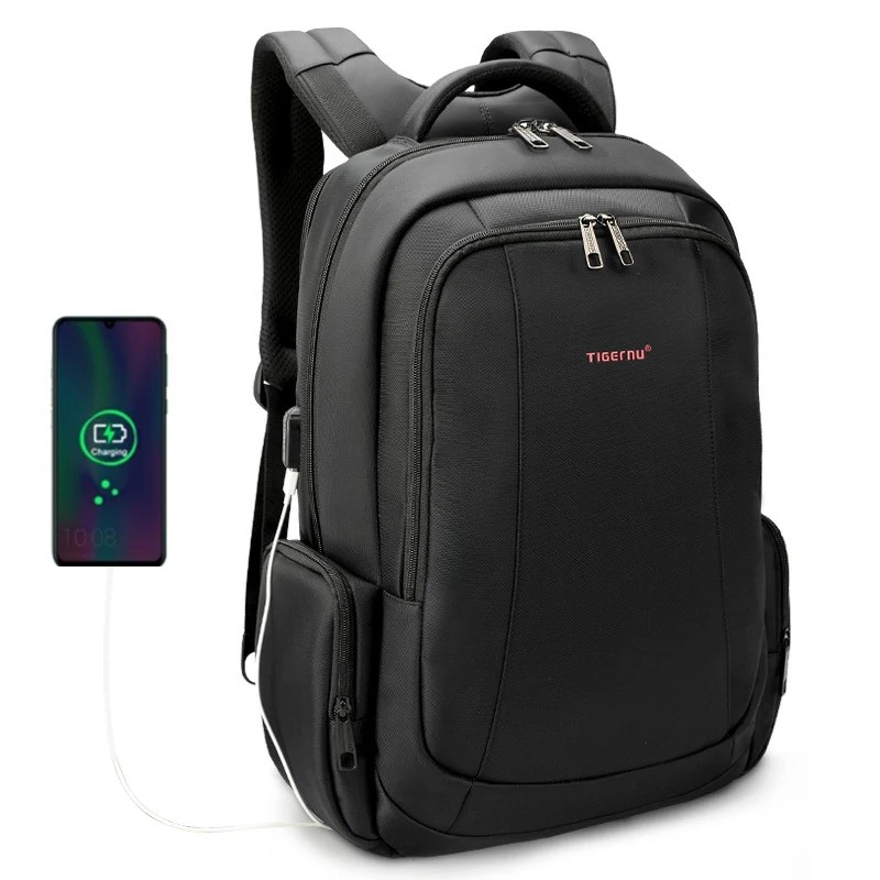 Men's Anti-Theft Expandable Laptop Backpack with USB Charging Port - 15.6" and 17" Travel Bag, Waterproof, Large Capacity