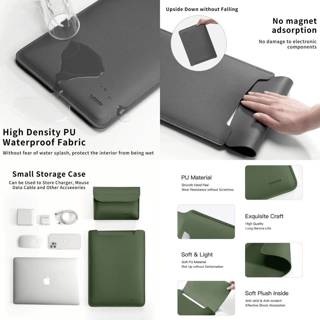 Ultra-Slim Waterproof Laptop Sleeve | Shockproof PU Leather Laptop Bag for 12-16 Inch Notebooks | Multi-Purpose Mouse Pad Cover | Free Shipping on HappyNear.com