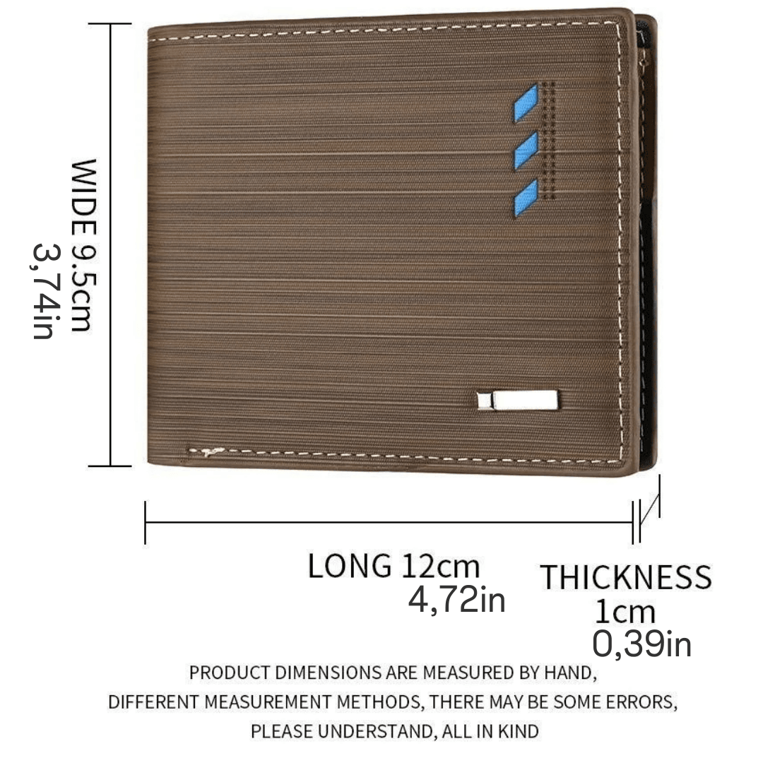 Fashion Stripe Leather Wallet for Men - Multi-Function, Slim, Durable Design with ID and Credit Card Holder - Available in Blue and Brown