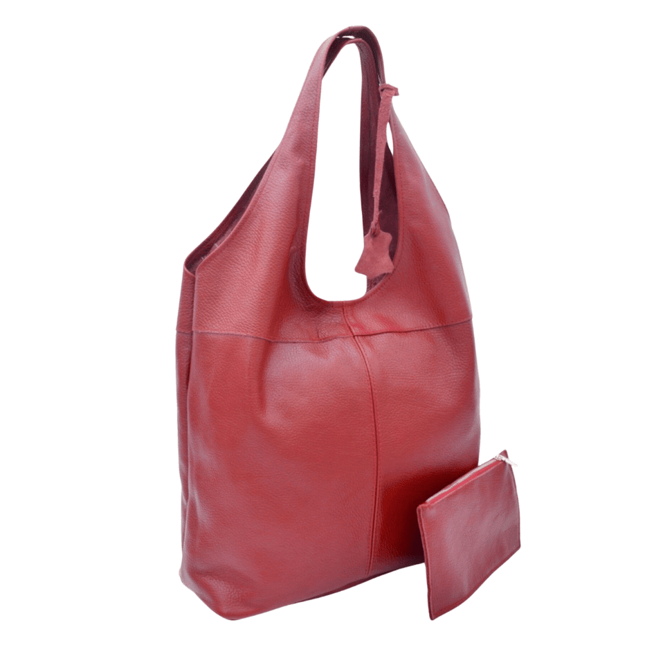 Didim Luxe Shoulder Bag – Crimson Red Leather Handbag by HappyNear Exclusive