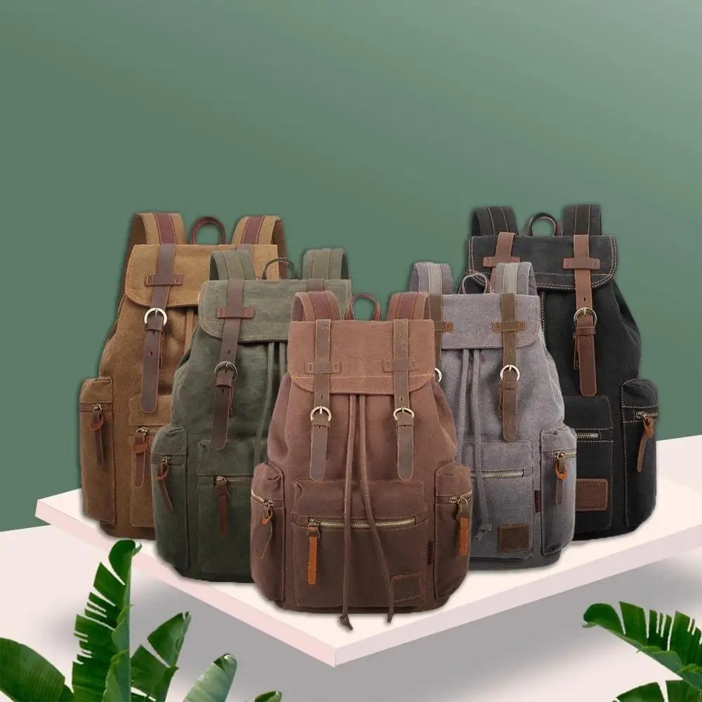 Vintage Canvas Backpack – Durable Travel & Hiking Bag for Men and Women with Large Capacity, Functional Pockets, and Free Shipping