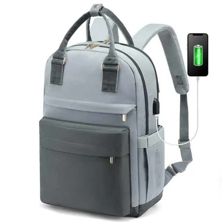 Waterproof USB Charging Backpack for Women - Stylish Travel, Work, and School Bag with Multi-Compartments & Laptop Sleeve