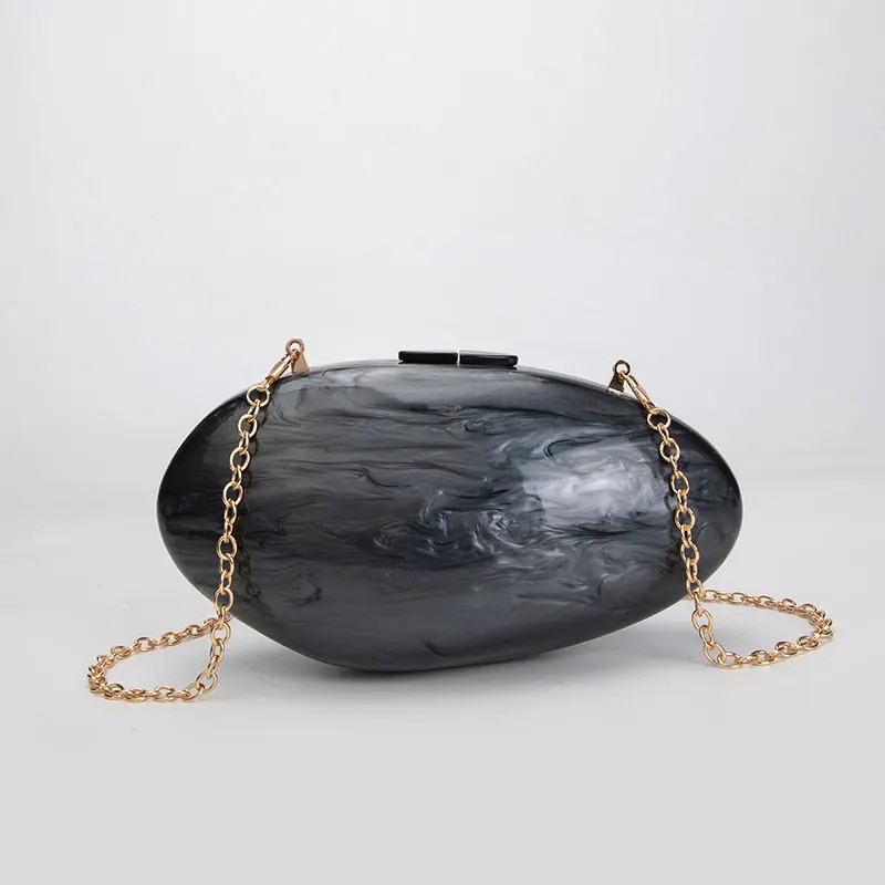 Luxury Pearl Acrylic Clutch – Designer Shell-Shaped Evening Bag with Chain Strap for Women