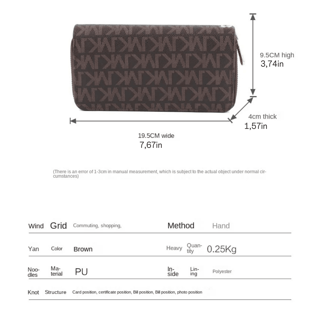 Double Zipper Long Clutch Wallet for Women - PU Leather, Wristlet Design, Large Capacity - Coffee