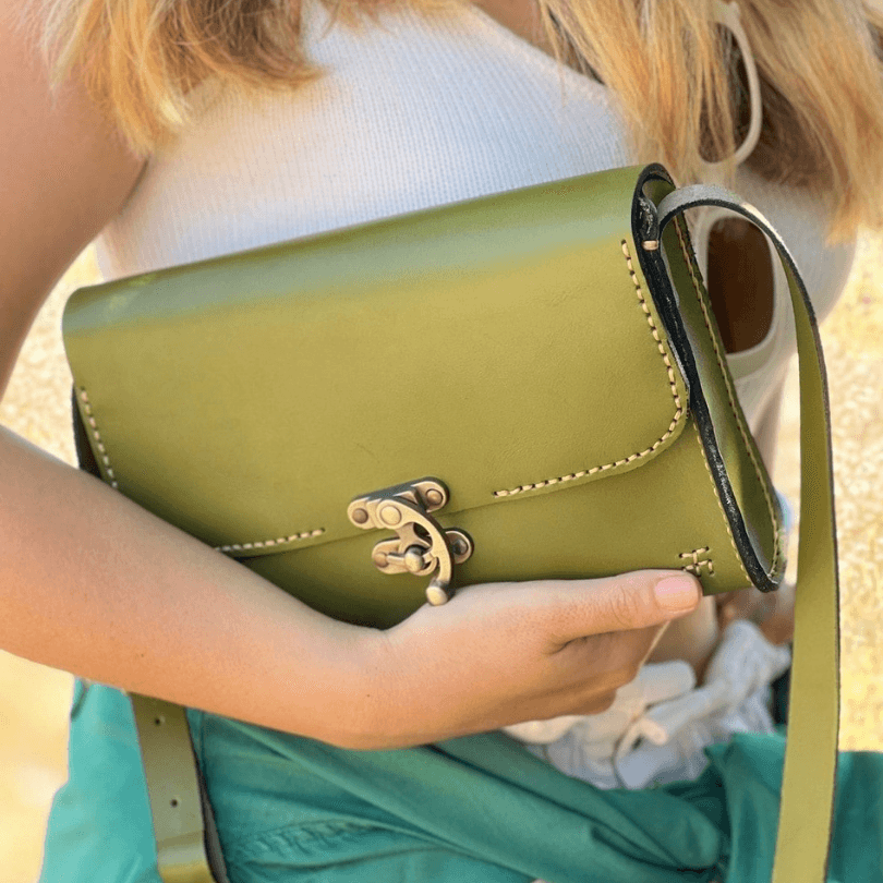 Kuşadası Heritage Crossbody – 100% Genuine Leather Handcrafted Shoulder Bag in Green by HappyNear Exclusive