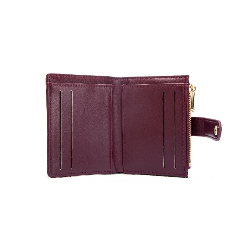 Fashion Retro Women's Card Wallet - PU Leather Business Commuter Wallet with Card Slots and Zipper Pouch - Available in Black, Green, Wine Red, Pink, Khaki, Blue, Silvery, Coffee