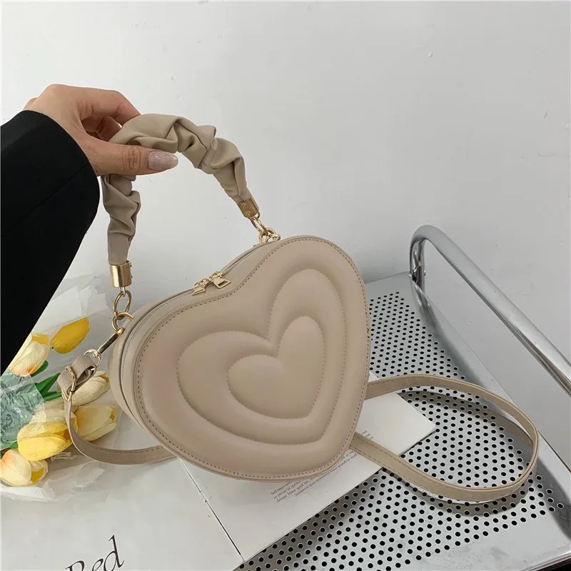 Heart-Shaped Crossbody Bag | Trendy PU Leather Top Handle Handbag for Women