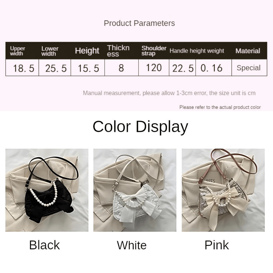 Retro Luxury Pearl Bow Handbag - Designer Crossbody Canvas Shoulder Bag for Women Trend Handbag