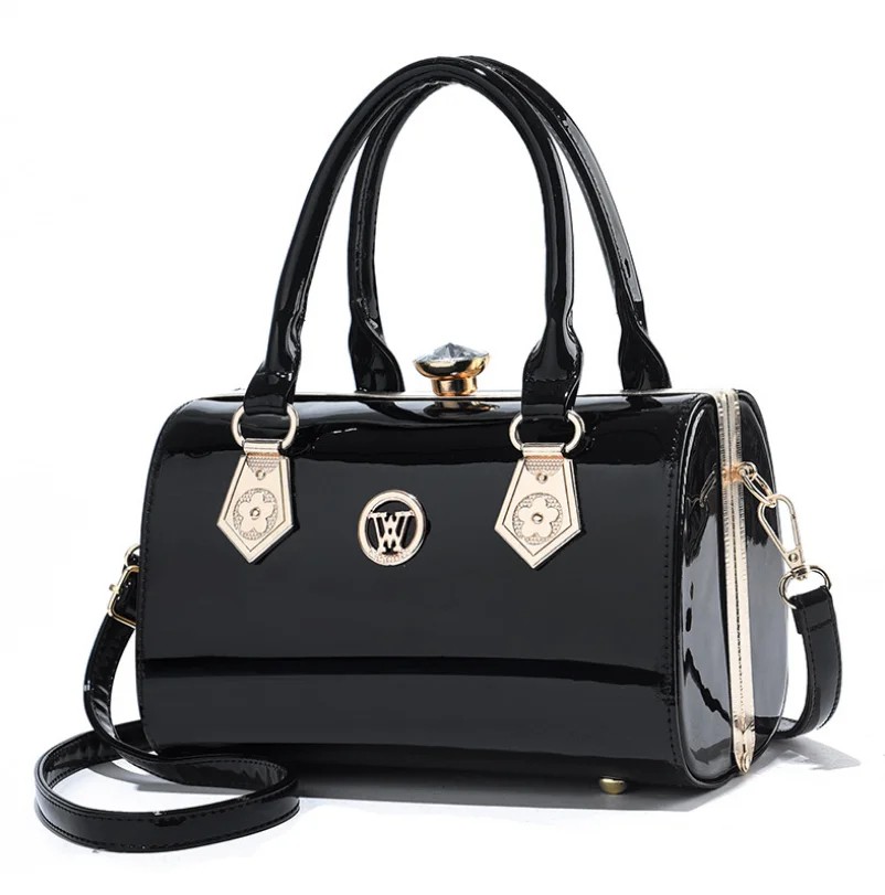 Glossy Patent Leather Women's Handbag - Luxury Brand Designer Shoulder Bag for Weddings & Parties