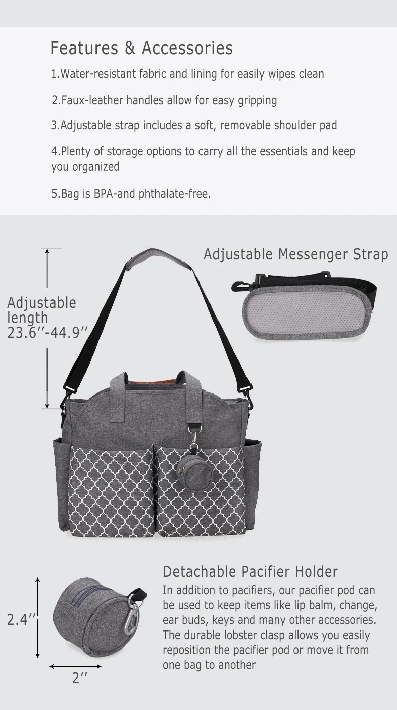 Elegant Multi-Pocket Diaper Bag – Waterproof Large Capacity Mommy Travel Bag for Baby Essentials – Gray & Black Variants