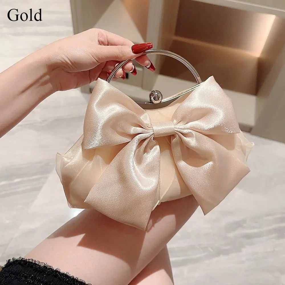 Elegant Silk Bowknot Evening Clutch – Banquet Shoulder Bag for Women