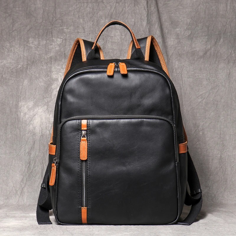 Men's Genuine Leather Vintage Laptop Backpack - 15" Laptop Bag for Travel, Work, School