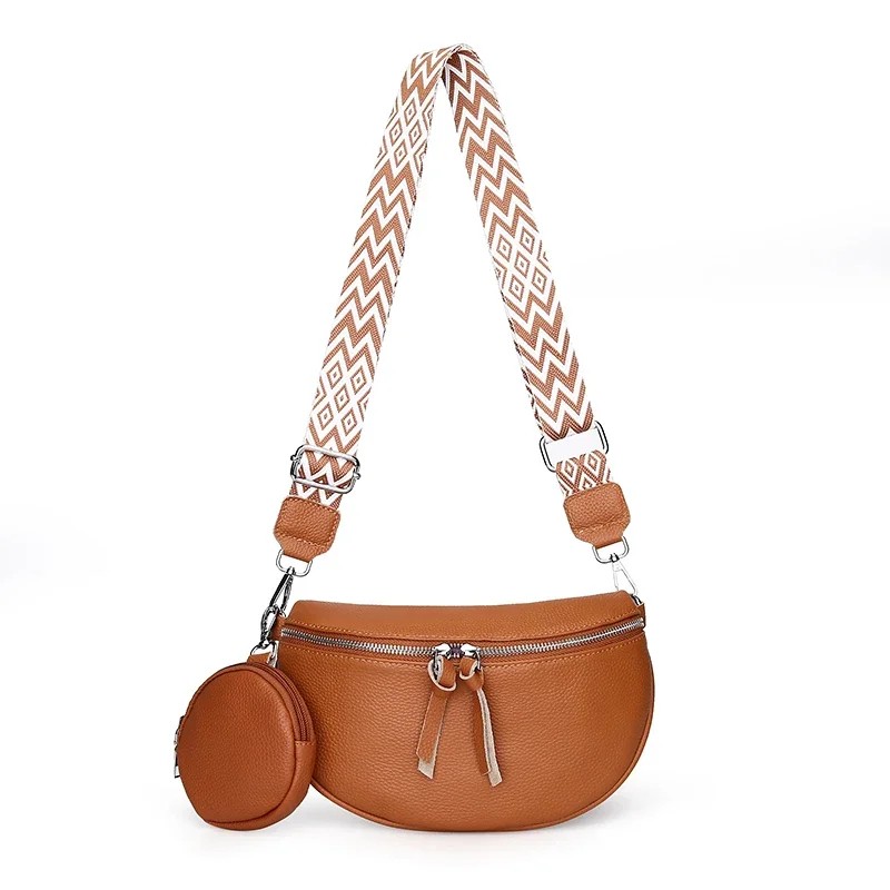 Stylish Leather Crossbody Chest Bag with Small Purse – Women’s Designer Waist Bag for Everyday Use