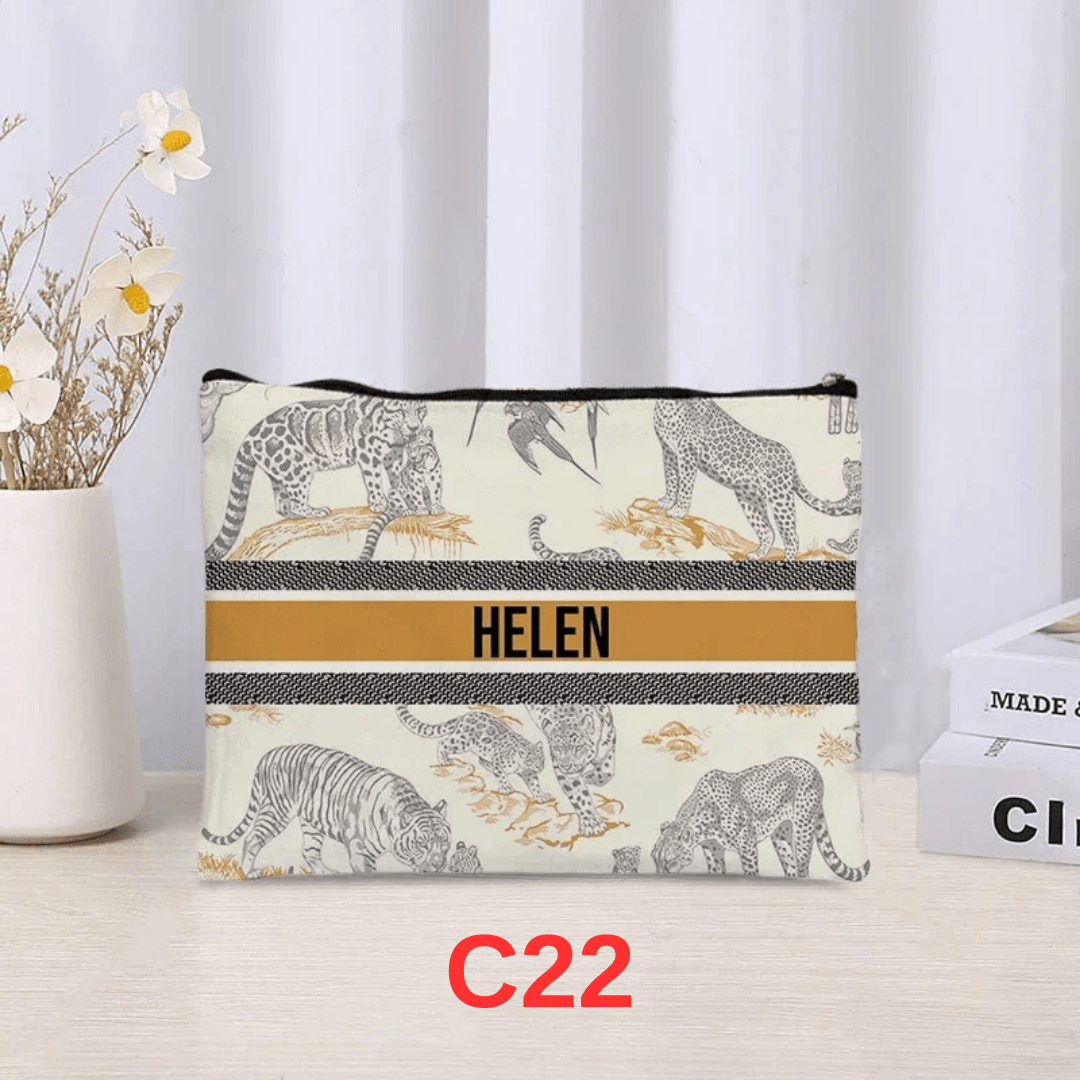 Personalized Vintage Floral Makeup Bag | Custom Travel Cosmetic Organizer for Ladies | Toilet Side Bag for Ladies